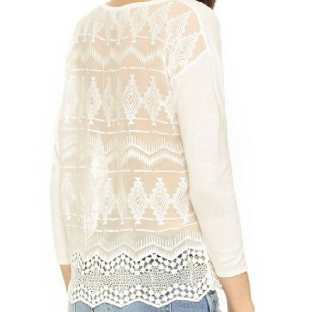Joie New Lace Embroidered Silk Cotton Sweater Top 🎉HP🎉 - Picture 7 of 8